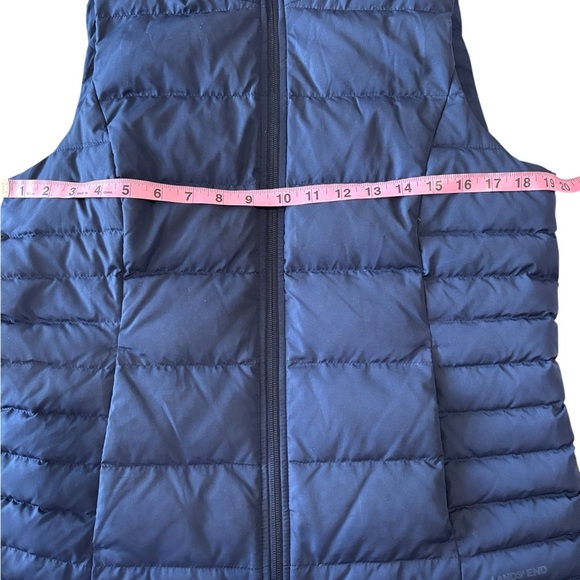 Lands' End Women's Down Puffer Vest Navy Blue S (6-8) High Neck Zip Front - Picture 10 of 11